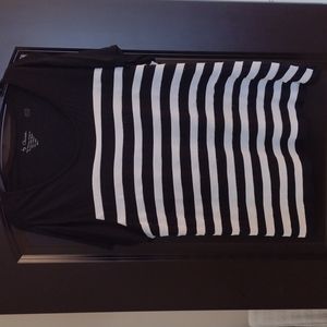 Chicos Top w/Raw Silk Striped Front and Solid Back